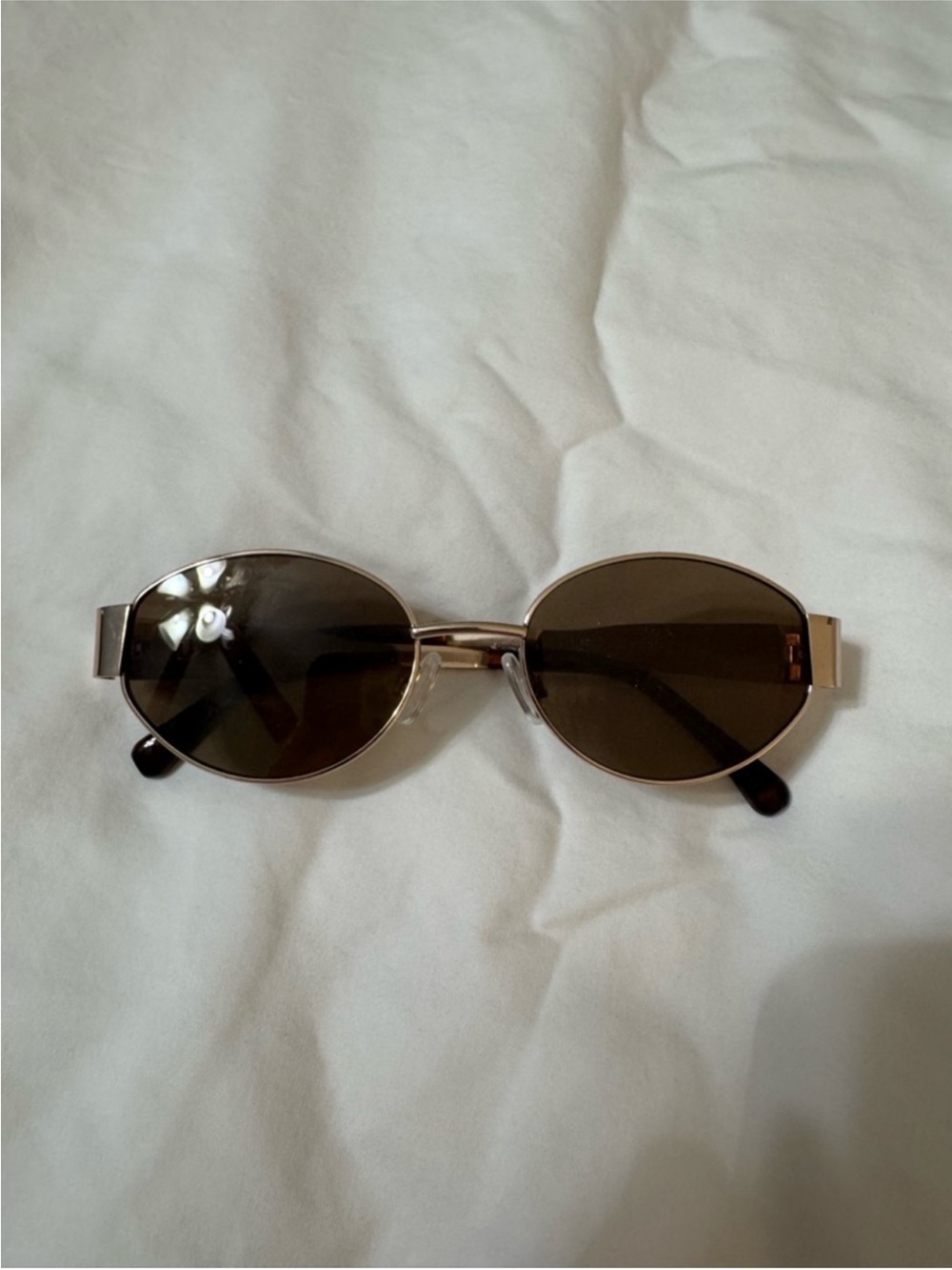 House of Harlow 1960 Fashion Oval Metal Frame Sunglasses - Brown Lenses